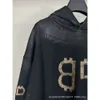 hoodie designer 23SS Correct Edition B Home Paris BB Mud Hand Painted Scrolled Washed Worn Out Loose Men's and Women's Hooded Long Sleeved Sweater