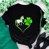 T-shirt femme St. Patricks Day vert imprimé T-shirt femme manches courtes col rond ample T-shirt femme haut 240322