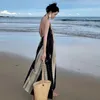 Abiti casual Hault Abito estivo maxi Boho da donna Chic francese senza schienale A Line Beach Colorblock Stripes Vestidos Drop