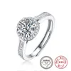 Anillos de moissanita de Plata de Ley 925 100% auténtica, ajuste de punta, 0,5/1/2ct, Diamante de laboratorio, anillos de compromiso de boda para mujer, joyería