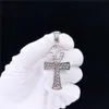 Guldpläterade smycken Sterling Sier VVS Diamond Mossinate Ankh Cross Mini Pendant