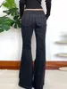 Jeans da donna Moda Pantaloni in denim gotico nero Design da donna Vita alta Pantaloni a campana sottili Office Lady Svasato Streetwear Vintage E-Girl