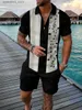 Herrspåriga Hawaii Men 2st Set 3D Print dragkedja Polo Shirt Kort ärmskjorta+Shorts Casual Fashion Zip-up unisex 2st Sweatshirt L240320