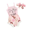 Kledingsets Peuter Baby Meisje Zomeroutfits Geribbelde Ruffler Romper Franje Trim Shorts Hoofdband Schattige geboren babykleding