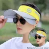 Breda brimhattar hink Big Mens Sun Hat Scalable Sunshade Empty Top Fashion Stripe Magic Tape Justerbar utomhussport Vandring och fiskehinkar 24323