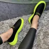 Skor neon färg slipon skor kvinnor sommarsträcka tyg sneaker sportiga platta loafers lätt vikt bekväm promenad tennis kvinna
