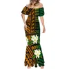 Robes décontractées Hycool Femme Samoa Femmes Robe Été Polynésien Tribal Col Rond Manches Courtes Sexy Banquet Élégant Mode 2024 Jupes