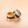 Rotatif Zwarte Romeinse Cijfers CZ Crystal Ringen Mode Mannen 14k Geel Goud Ruwe Stijl Ring Vrouwen Paar Party Bruiloft sieraden