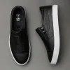 Schuhe Männer Slipper Reißverschluss Flachschuhe Sneakers Neue Männerqualität lässige PU -Lederschuhe Mode koreanische flache Mundschuhe anziehen