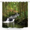 Rideaux de douche Rideau de forêt brumeux avec soleil arbres verts paysage tissu polyester imperméable accessoires de salle de bain montagne