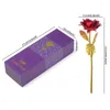 Fleurs décoratives mode romantique amoureux cadeaux mariage trempé longue tige 24K feuille d'or Rose fleur saint valentin cadeau artisanat