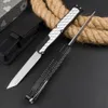 1 Pz Nuovo design High End AUTO Coltello tattico D2 Stone Wash Tanto Lama CNC Alluminio aeronautico con toppe in schiuma Maniglia Escursione di campeggio esterna Coltelli tascabili EDC