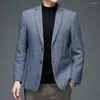 Abiti da uomo 2024 Inghilterra stile uomo blazer di lana di pecora grigio blu giacca di lana di agnello per abiti maschili uomo con moda da ufficio OOTD