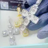Collana di gioielleria raffinata Ciondolo a catena in moissanite con croce di argento sterling con pietre preziose