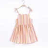 Sukienki dla dziewczynek Summer Girls Korean Strappy Sukienka Dzieciowe Różowe Sukienka bez rękawów Bawełna i lniana sukienka Księżniczka 24323