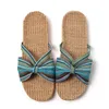 Pantoufles d'été à semelles en lin pour femmes, confortables, plates, plates, pour l'extérieur et l'intérieur, mode, sandales respirantes avec nœud papillon