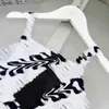 Luxury designer kids clothes girls Camisole dresses baby skirt Princess dress Size 90-150 CM Black and white stripe child frock 24Mar