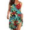 Vestidos casuais vestido feminino halter pescoço tropical coco estampa moda para adolescentes