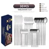 Ensembles de vaisselle 30pcs couverts en acier inoxydable couteau fourchette cuillère argent dessert et ensemble steak occidental fournitures de cuisine