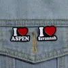Broche I Love Aspen I Love Savannah, broches en émail, dessin animé drôle, Badge à revers, vêtements, sac à dos, bijoux, accessoires