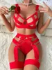 Bras Sets Bandage Lace Bodysuit One Piece Transparent Body Push Up Bra Sissy Tongs Bodycon Teddy See Through Sexy Tops Nightwear