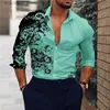 Mäns casual skjortor retro -gradient 3D trycker Mens långärmad skjorta vår och höst mode casual smal passform topp retro mönster mens muskelskjorta l240320