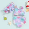 Kläder set småbarn baby flicka baddräkt två bit baddräkt blommig tryck bikini set badkläder sommarstranddräkt