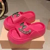 Tofflor Bow Chain Women Beach Open Toe Sandals Summer Flats Platform Shoes 2024 Walking Slitback Slides Sweet Mujer Flip Flops