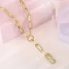 Chains Gold Sier Color Paper Clip Thick Chain Necklace Female Sweater Accessories Shiny Rhinestone Stitching Clavicle Choker Drop Deli Otazs