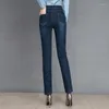 Jeans de mujer 2024 Primavera y otoño Talle alto Pierna recta Elástico Slim Fit Micro Flared Pantalones casuales
