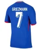 2024 2025 Camisa de futebol francesa Benzema Giroud MBAPPE GRIEZMANN SALIBA PAVARD KANTE Maillot de Foot Equipe Away Jersey Camisa de futebol Home Player Mulheres Homens Crianças Kit