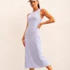 Nouvelles femmes longues robes de sport décontractées fendues serrées robe sans manches sexy couleur unie coupe ajustée femmes pour aller à la réunion sportive vêtements de mode