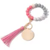 Keychains Lanyards 여자 키링 나무 블랭크 디스크 장사 키 링 홀더 Sile Bead Tassel Bracelet Bangle Keychain Drop Delivery Fa Otru7