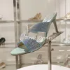 Chinelos 2024 verão aberto toed brilhando cristal feminino cor sólida versátil sandálias de salto fino preguiçoso mules sexy vestido de festa sapatos