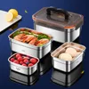 304 roestvrijstalen handgreep Bento lunchbox Food Grade koelkast opbergdoos Huishoudelijk gebruik Grote capaciteit verzegelde picknickdoos 240307