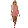 Varumärkesupptryck Fashion Women Tracksuits Two Piece Set Short Sleeve Casual BodyCon Outfits Button Crop Top och kjol Co-Ord Set