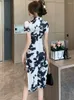 Party Dresses Summer White Floral Vintage Luxury Evening Dress Womn Korean Bodycon Slit Prom 2024 Short Sleeve Elegant Night