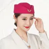 Baretten Stewardess Hoed Elegant Borduren Badge Decoratief Aankleden Wollen Dames Stewardessen Baret Formeel Uniform Pet Voor Prestaties