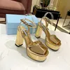 Sandals Rhinestone Diamond Platform Womens High Heel Sandals Pumps Chunky Block Slip-On Open Toe Ankle strap Dress shoes Luxury Designers Factory Footwear