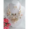 Ensemble collier et boucles d'oreilles pour mariée Ivie Groom, perles de maquillage de mariage nigérian, coquille Naija, 20 pouces