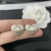 Semplice placcato oro 18 carati Designer di marca di lusso Lettere Clip con perno Catena geometrica Donne famose Nappa Cristallo Strass Orecchino di perla Festa di nozze Gioielli Regali