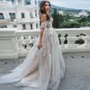 Sexy Sweetheart A Line Wedding Dresses Off Shoulder Champagne Liner Tulle Appliques Sleeveless Bridal Gowns Womens Formal 240320