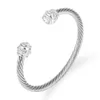 Unique Chain Link Braided Open Cuff Fashion Bangles For Women Wedding Trendy Luxury Jewelry Silver Wide Hemp Rope Bracelet 240307