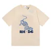 Designer Luxury Rhde Classic American Fashion Marke 2022 neue Kurzarm-T-Shirts aus Baumwolle mit Leopardenmuster für Herren und Damen