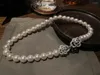 Choker Exquisite Double Camellia Buckle Pearl Necklace Short Chain Jewelry For Women