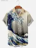 Chemises décontractées pour hommes tendance décontractée harajuku japonais de style rétro japonais printemps / été à manches à manches courtes avec design de poche de poitrine et boutons à la mode l240320