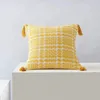 Pillow Cotton Linen Woven Tassels Pillowcase Sofa Decoration Plush Bedroom Living Room Model Square Cover MF800