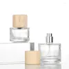 Lagringsflaskor 5st Crimpless Spray Bottle Wood Lock 30 ml 50 ml 100 ml Transparent glas parfym dispenser tom makeup fin dimma