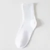 Kadın SOCKS 1/3 FAYLAR Basit Pamuk Sonbahar Kış Yumuşak Nefes Alabilir Şerit Katı Beyaz Spor Orta Tüp Çorap Deodorant