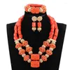 Halsbandörhängen Set Nigerian Dubai Orange Set 2024 Senaste Coral of Beads African Bridal Abh685